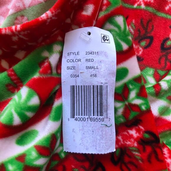 100% Poof Christmas Leggings Red Stretch Cotton Fair Isle Print Womens Small NWT - Picture 11 of 12